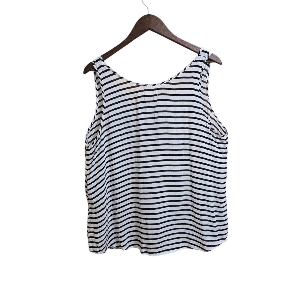 Faded Glory Women's Tank Tip Size XL White Black Stripe Scoop Neck Sleeveless - Picture 2 of 6